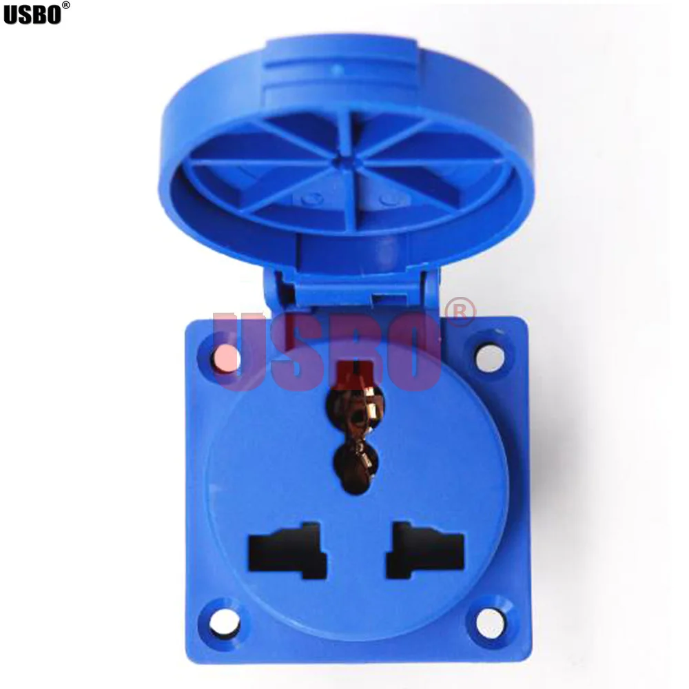Blue IP54 round cover outdoor waterproof socket universal AC Power Socket Dustproof Waterproof Multifunction Industrial outlet