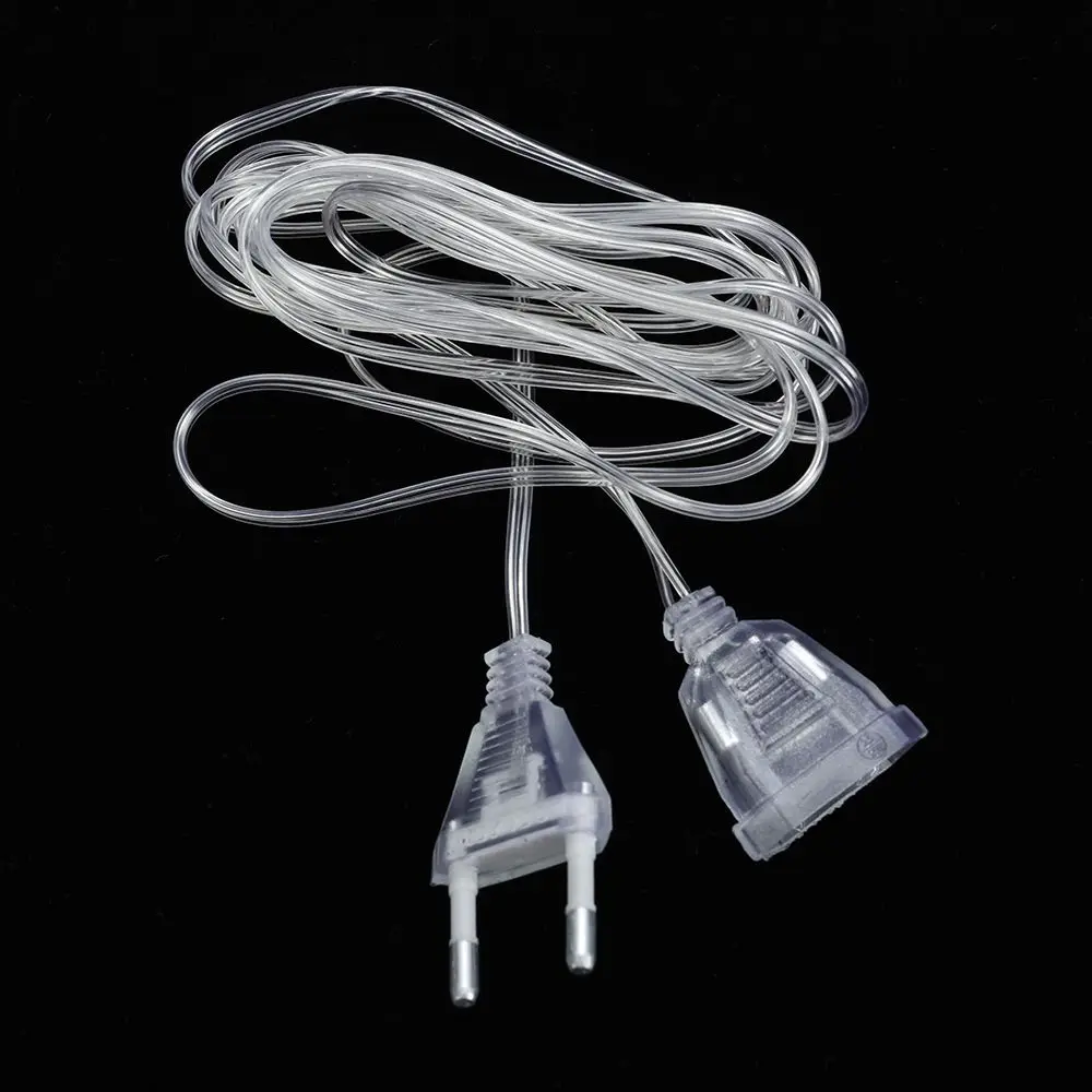 220V Transparent Power Extension Cord EU String Wire AC Standard Switch Cable for LED String Light Christmas Lamp Decoration