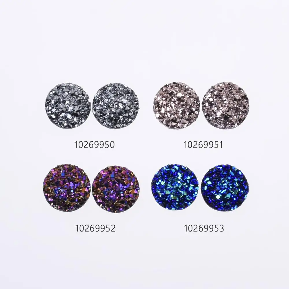 

12mm Druzy Cabochon Druzy Beads No Hole Druzy Earring Kit Druzy Studs Set 50PCS