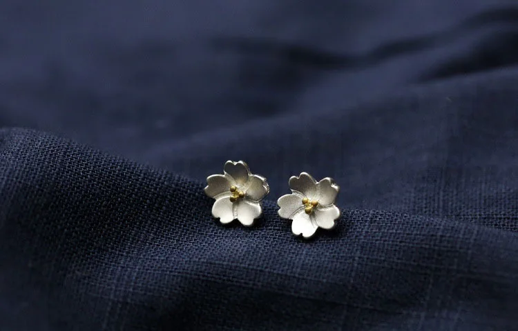 Prawdziwe 925 Sterling Silver Flower kolczyki dla kobiet dziewczyn prezent Hot moda sterling-srebrny-biżuteria kobiety kolczyki — zdjęcie 5