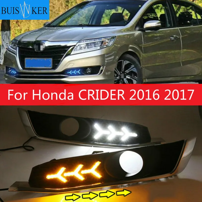 

1set LED Daytime Running Light Front Bumper Turn Signal Lamps Car Fog Light Assembly For Honda CRIDER 2016 2017