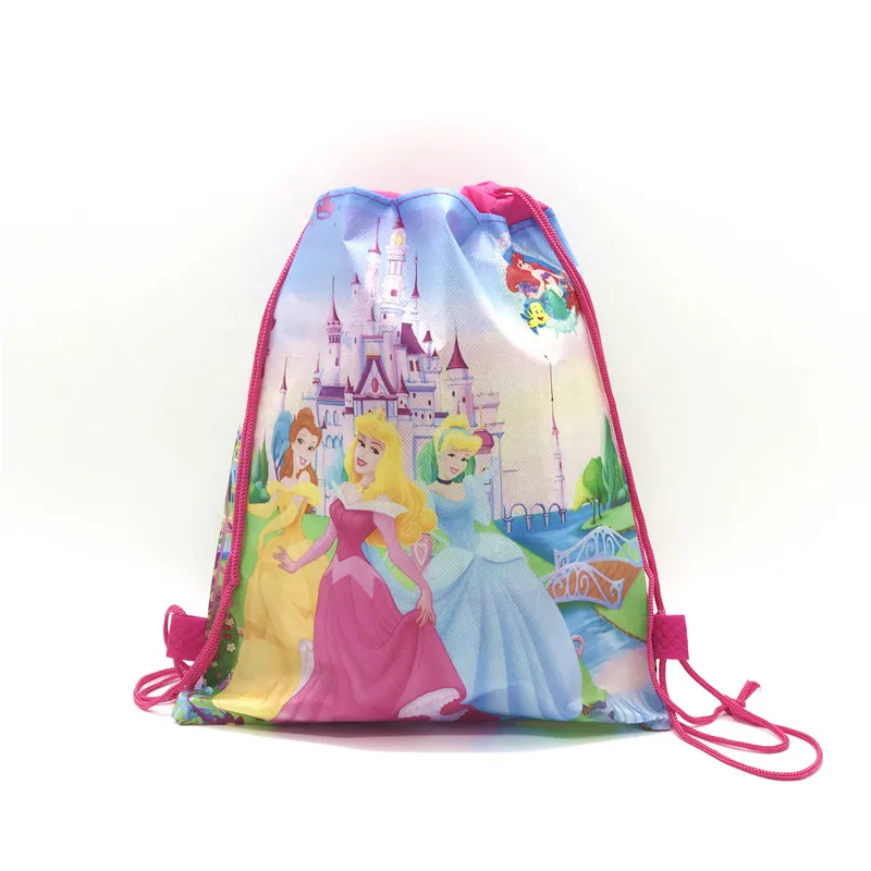 8/16/24/50PCS Six Princess Snow White Disney Drawstring Bags Travel Pouch Belle Cute Bag Cinderella School Backpack Portable