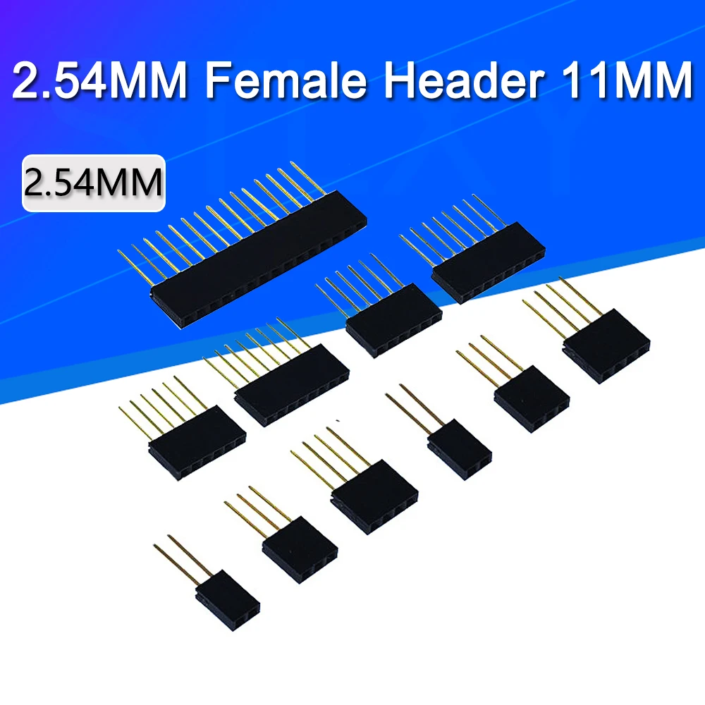 10-100 sztuk 1X2/3/4/6/8/10/15 Pin 2,54 MM Możliwość układania w stosy Długie nogi Femal Header dla Arduino Shield Stlxy