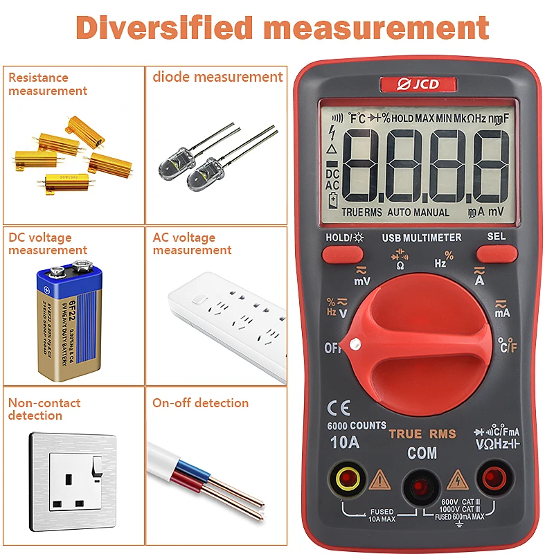 JCD Soldering iron with USB Charging Digital multimeter kit Adjustable Temperature Auto Ranging AC/DC tester multimetro UM16