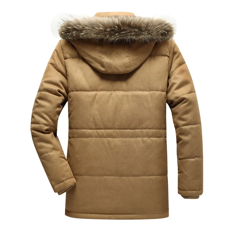 Mens Winter Jacket Thicken Warm Cotton-Padded Parka Coat Male Jackets Fur Hooded Fleece Coats Windbreaker Clothing Streetwear