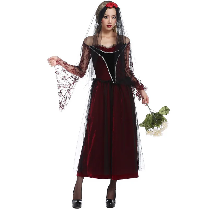 Sexy Halloween Purim Queen Vampire Costume Day of the Dead Party Horror Ghost Bride Witch parent-child Cosplay Dress