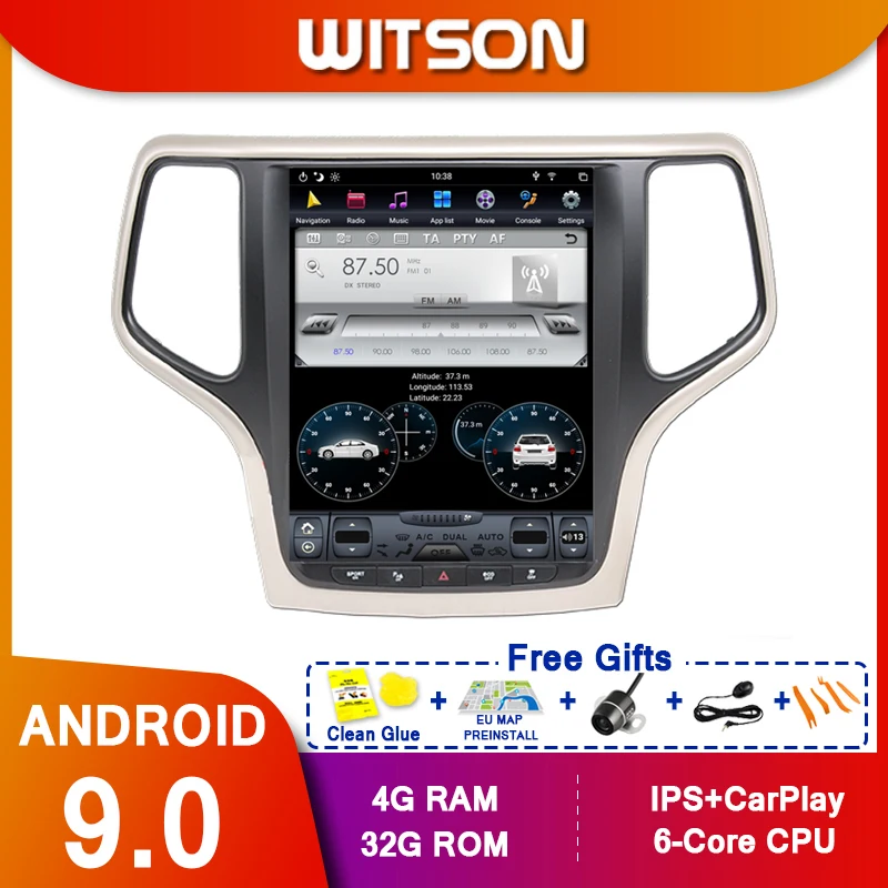 WITSON Android 9 Tesla style Car DVD Player GPS navigation for JEEP GRAND CHEROKEE 2013-2019 Car radio player Auto stereo he