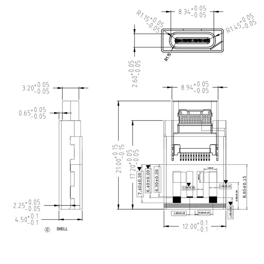 USB A 회전 타입 C 마더시트 어댑터, PCB 소형 보드 통합, 빠른 충전 가능, 1-10PCs