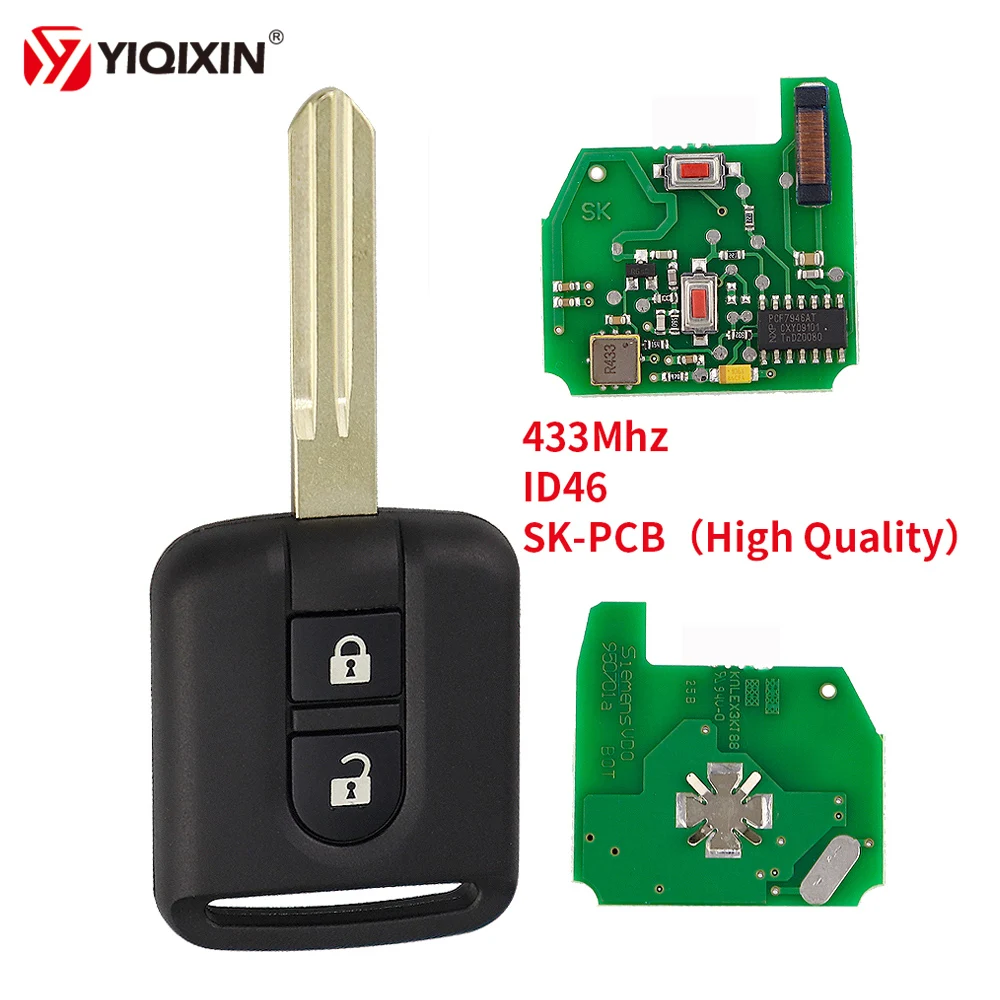 YIQIXIN 2 Button Remote Car Key ID46 Chip 5WK4876 5WK4818 For Nissan Cabstar F24M K12 Elgrand X-TRAIL Qashqai Navara Micra Note