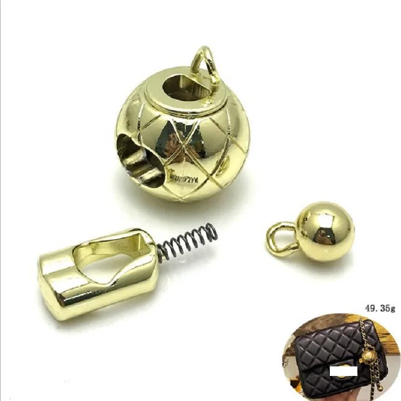 (10 pieces / lot) new brand ladies handbag metal diamond bag chain adjustment golden bead pendant