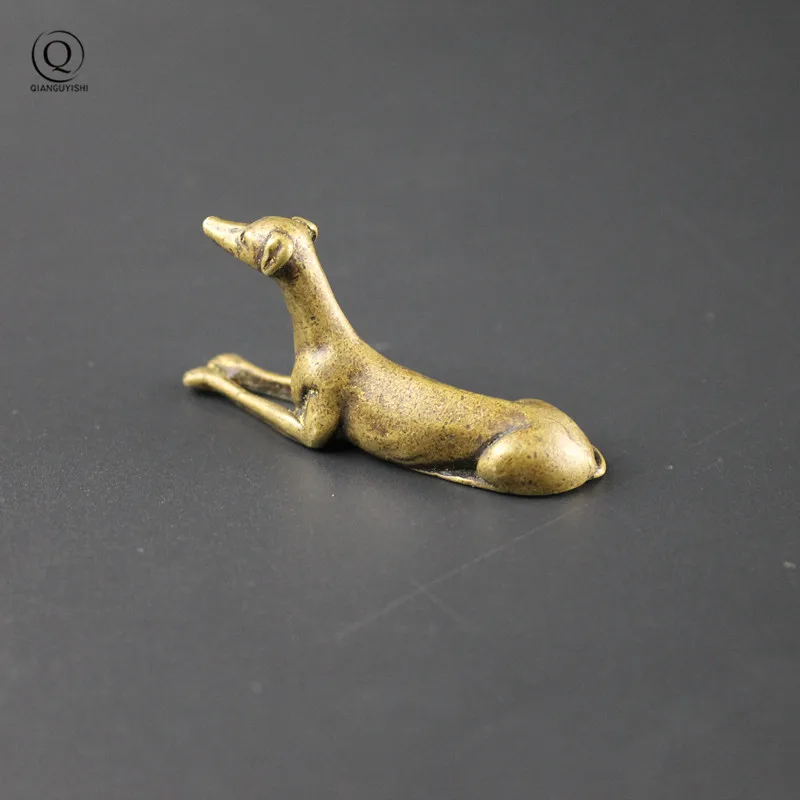 Handmade Brass Pharaoh Hound Dog Keychain Hanging Trinkets Vintage Copper Animal Tea Pet Dog Bag Pendants for Key Rings Fashion