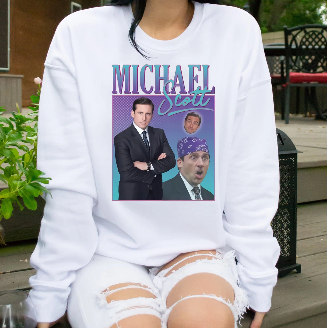2025年マイケル・スコット オマージュ スウェットシャツ 面白い オフィス テレビ番組風 レトロ ヴィンテージ プルオーバー スウェットシャツ レディース 原宿 パーカー