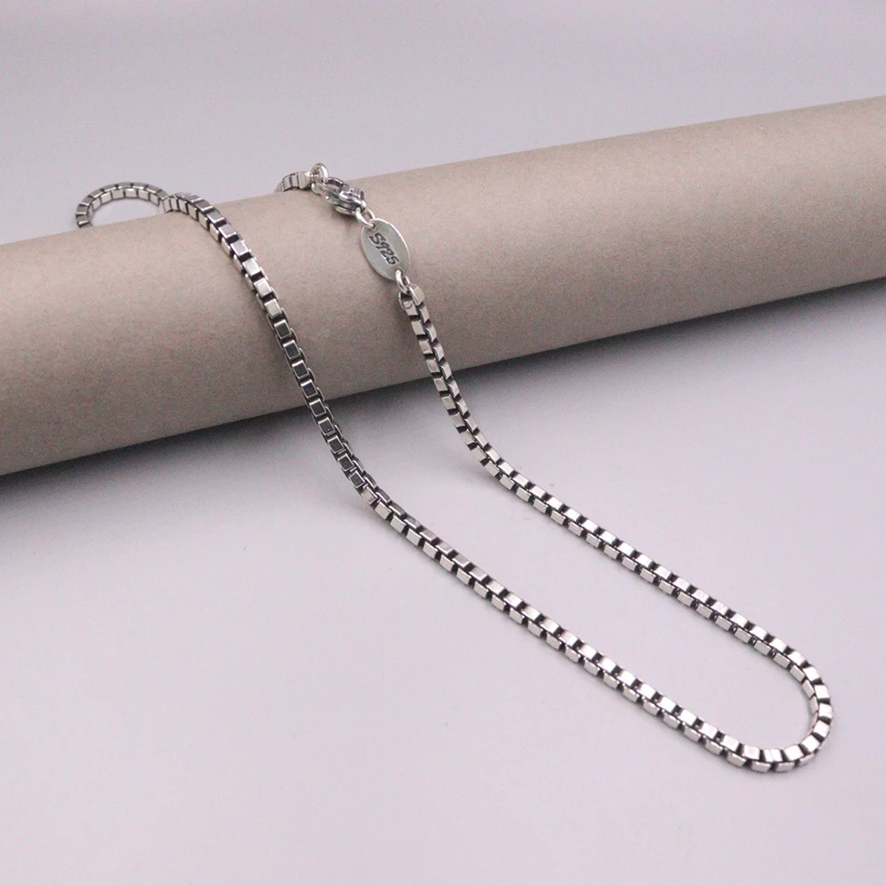 Real 925 Sterling Silver Necklace Classic 4mm Box Link Chain 22inch Stamped S925 Lobster Clasp