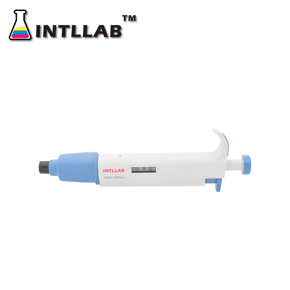 INTLLAB MicroPipette Gun Lab Single Channel Pipette Adjustable Volume Pipette with Tips