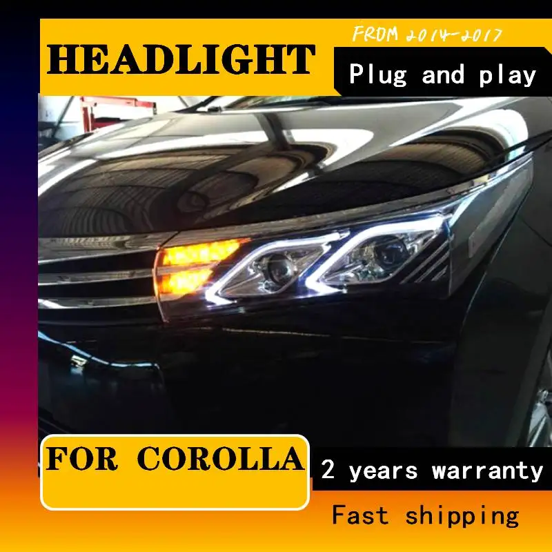 

Car Styling For Toyota Corolla Head Lamp 2014 -2017 Headlight DRL Turn Signal Low High Beam Projector Lens