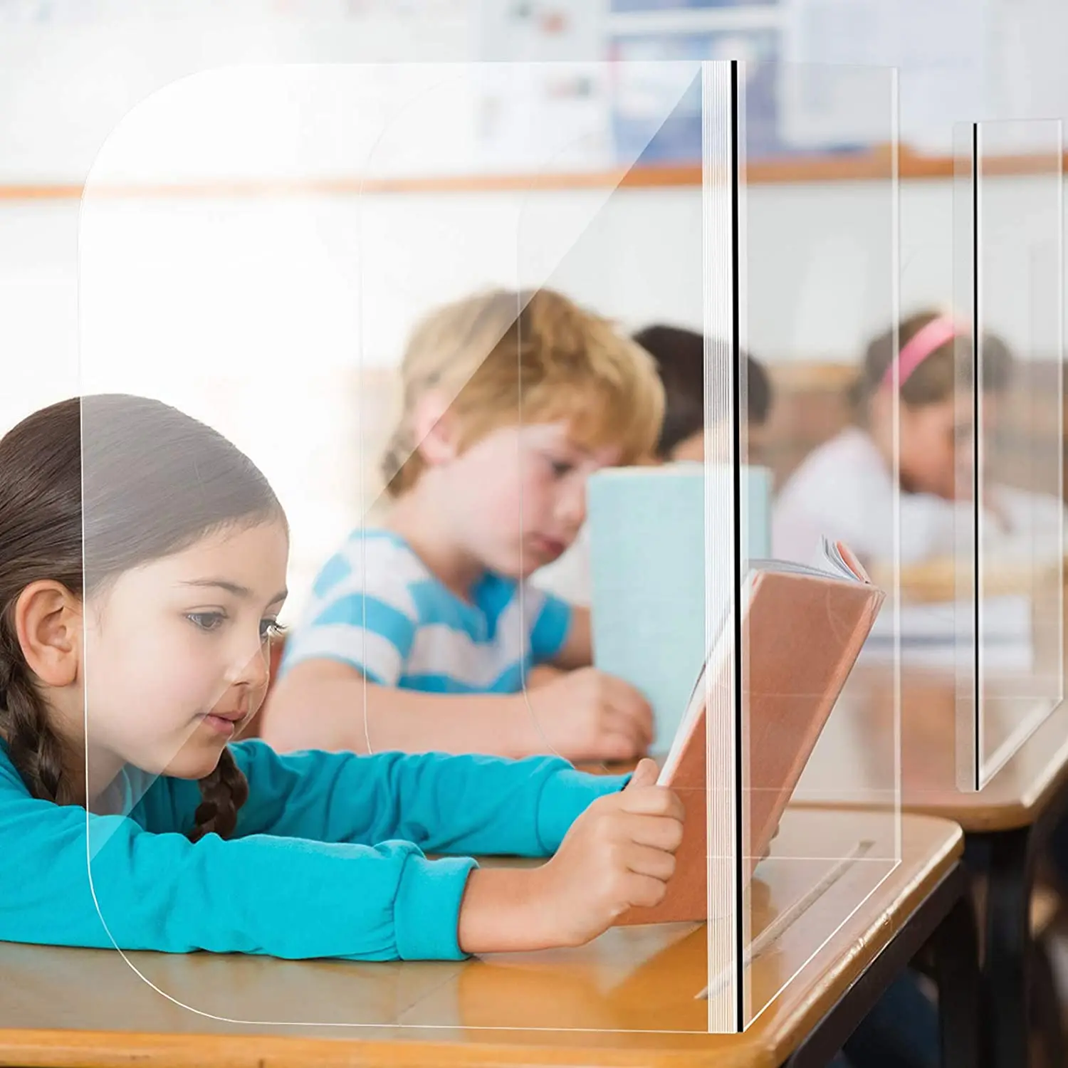 109Cm X 40Cm Lembar Perisai Akrilik untuk Meja Siswa Portabel Pembagi Plexiglass Jelas untuk Sekolah atau Partisi Kantor Meja