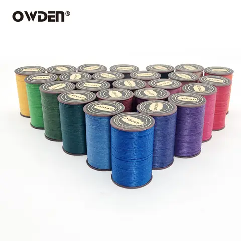 OWDEN 25 색상 0.35mm 0.45mm 0.55mm 0.65mm 가죽 라운드 왁스 스레드 폴리 에스터 가죽 공예 봉제 라인