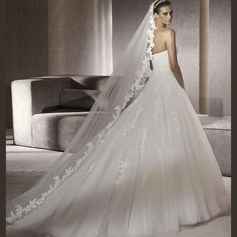 MYYBLE veli da sposa in pizzo bianco vendita calda 300CM cattedrale velo da sposa su misura Tulle avorio accessori da sposa per la sposa