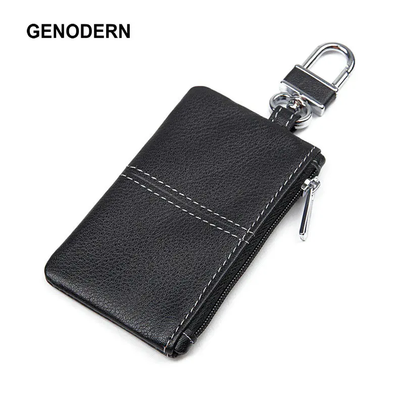 

Mini Business Genuine Leather Zero Coin Purse with Key Hook Men Women's Top Leather Car Key Bag Leisure Zipper Bag