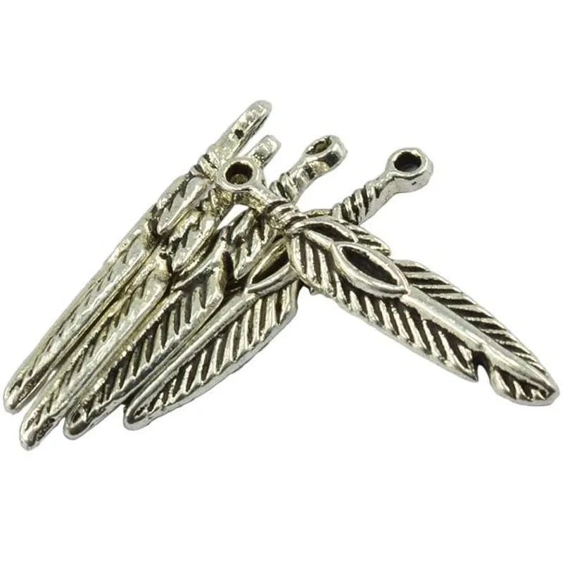 50Pieces Antique Silver Feather Dream Catcher Charms Pendants Connectors Set for DIY Jewelry Making Necklace Craft Accessories