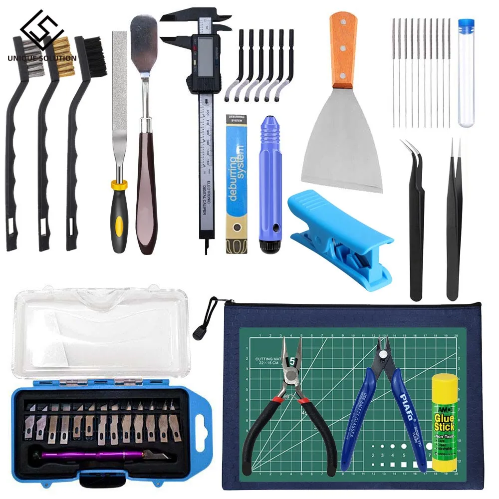 Impressora 3D Peças Kit 3D Print Removal Tools Ferramenta de acabamento completa, PLA Resina Modelo, Retoque Uso