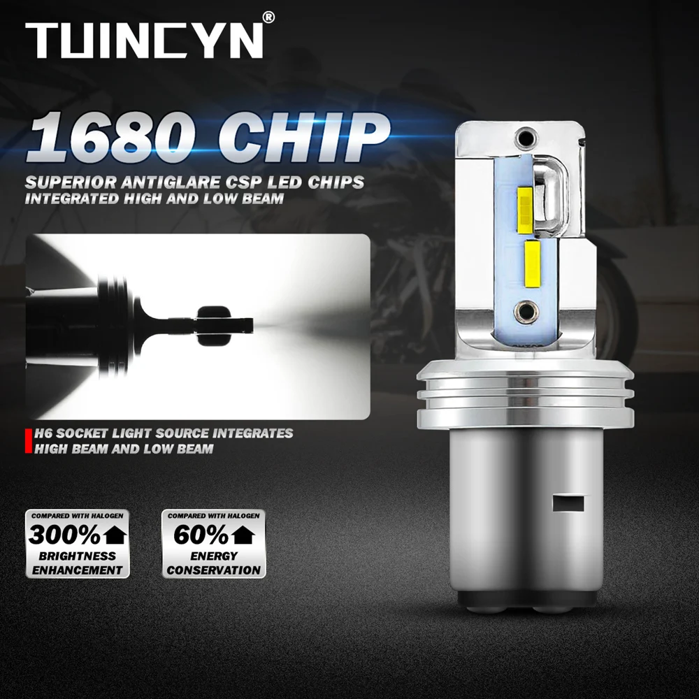 1pcs BA20D H6 Headlight Bulb Hi/Lo Beam Super Bright Car Motorcycle Head Light Lamp CSP Chip Xenon White Plug and Play  H4