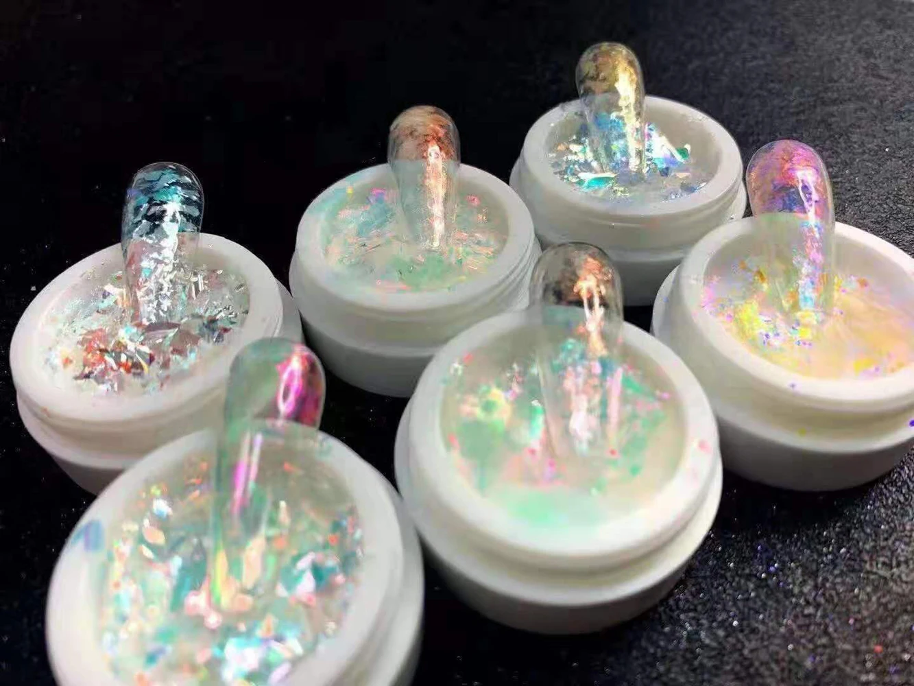 

6Pcs Iridescent Flake Aurora Unicorn Nail art AURORA Multi Chrome Eyeshadow /Iridescent flakes / Aurora flakes (6 sizes jar )