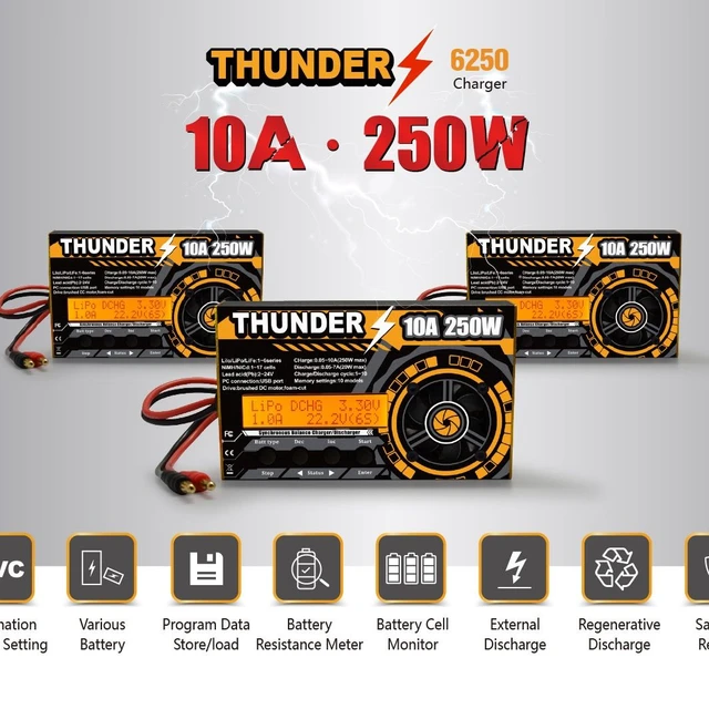 Hota Thunder 250w 10a dcバランス充電器forClio nicd pb Battery - AliExpress