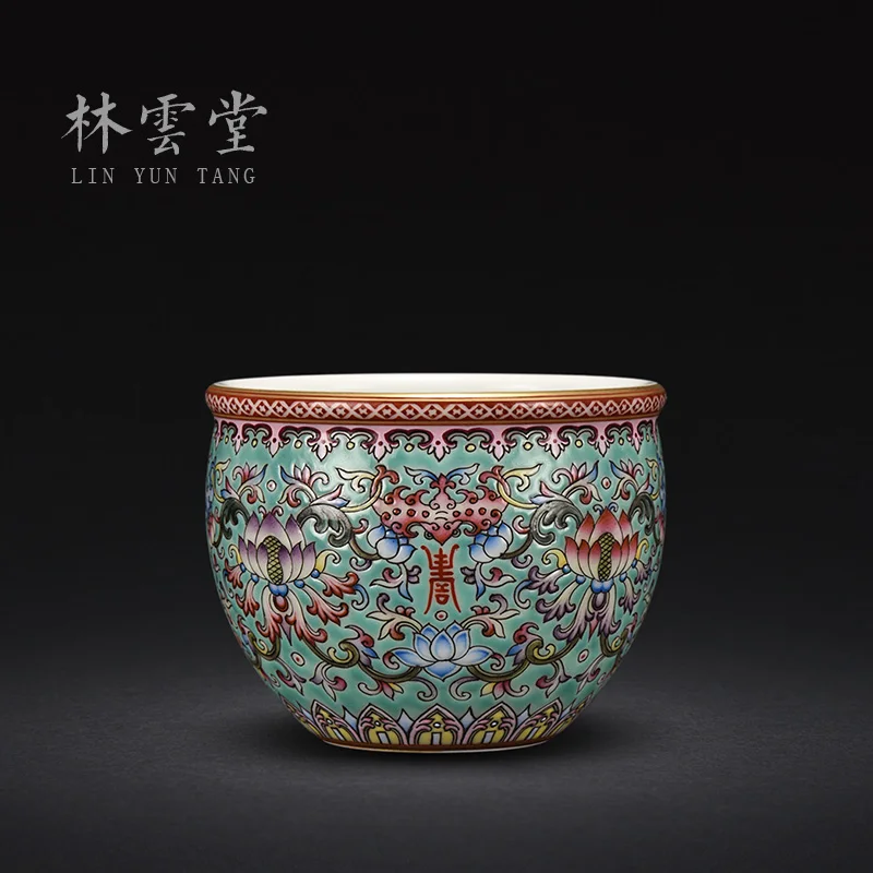 branch lotus green colored enamel master cup single cup jingdezhen ceramic manually copy is clearly the cylinder cup