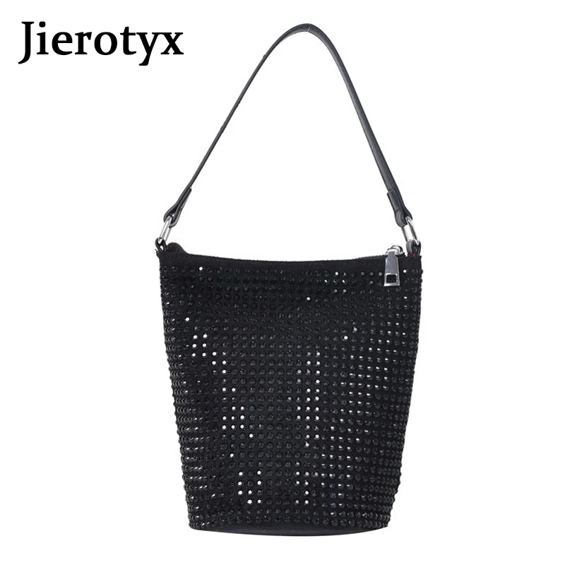 JIEROTYX Ladies Casual PU Leather Handbags Fashion Diamond Decoration Shoulder Bags Chic Totes Female Handbags Messenger Bags