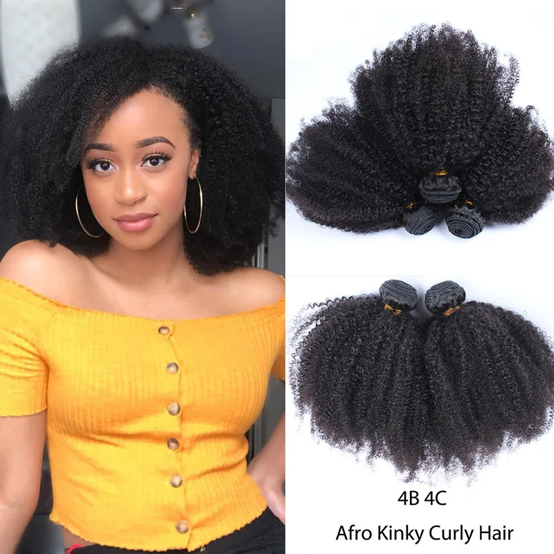 

Mongolian Afro Kinky Curly Hair Weave 4B 4C Natural Black Raw Remy Human Hair Bundles Extension 3 Hair Products Venvee 10-26"