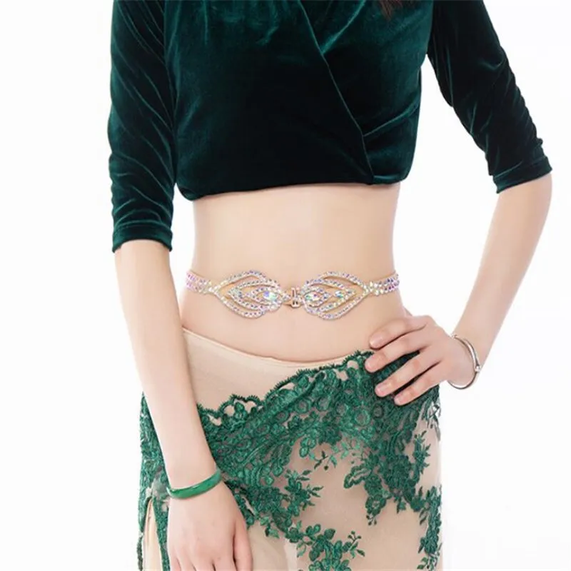 Bauchtanz Gypsy Schmuck Zubehör Glanz Strass Halskette Bikini Gürtel Für Frauen Und Mädchen Bling Bling Bühne Zeigen Kostüm