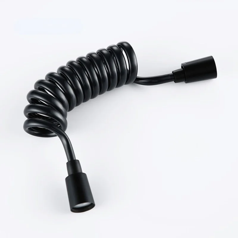 Bathroom Toilet Bidet Sprayer Gun Connection Pipe Telephone Line Style Black Elastic Spring Shower Hose Water Pipe 150cm / 200cm