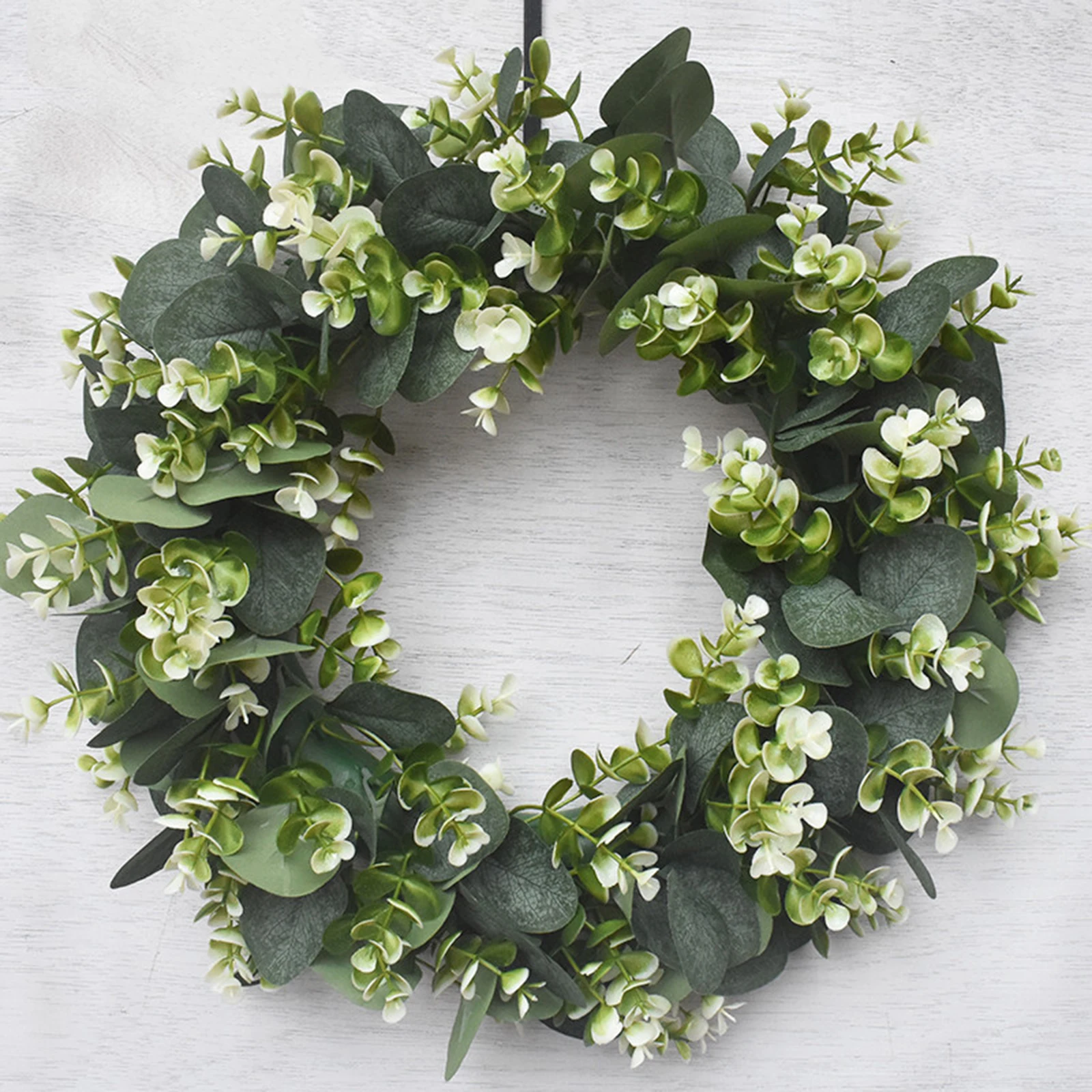 Eucalyptus Green Leaves Wreath Front Door Living Room Ornament Arts 40cm Plastic