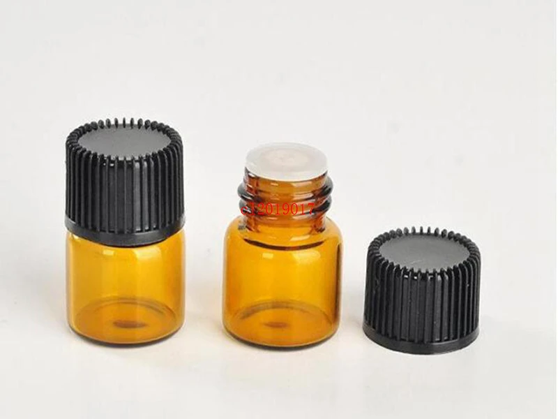 

1ml (1/4 dram) Amber Glass Essential Oil Bottle perfume sample tubes Bottle with Plug and caps fast shipping