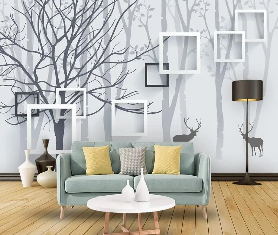 

modern wallpaper for living room Modern minimalist wood TV background wall