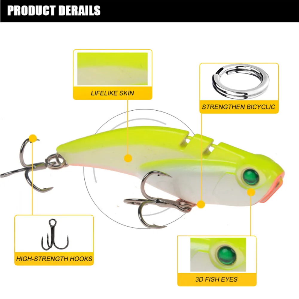 1pcs Sinking VIB Fishing Lure Artificial Hard Bait 70mm 19.8g Pesca Fish Vibration Wobbler Crankbaits Japan Ice Carp Fishing