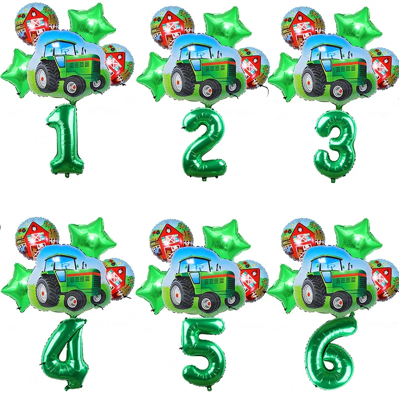 Farm Tractor Birthday Party Decoration Balloon Giant Number 1 2 3 4 5 6 7 Year Boy Birthday Supplies for Farm Animal Party Decor