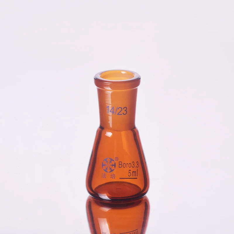 

Brown conical flask with standard ground-in mouth,Capacity 5ml,joint 14/23,Erlenmeyer flask with standard ground mouth