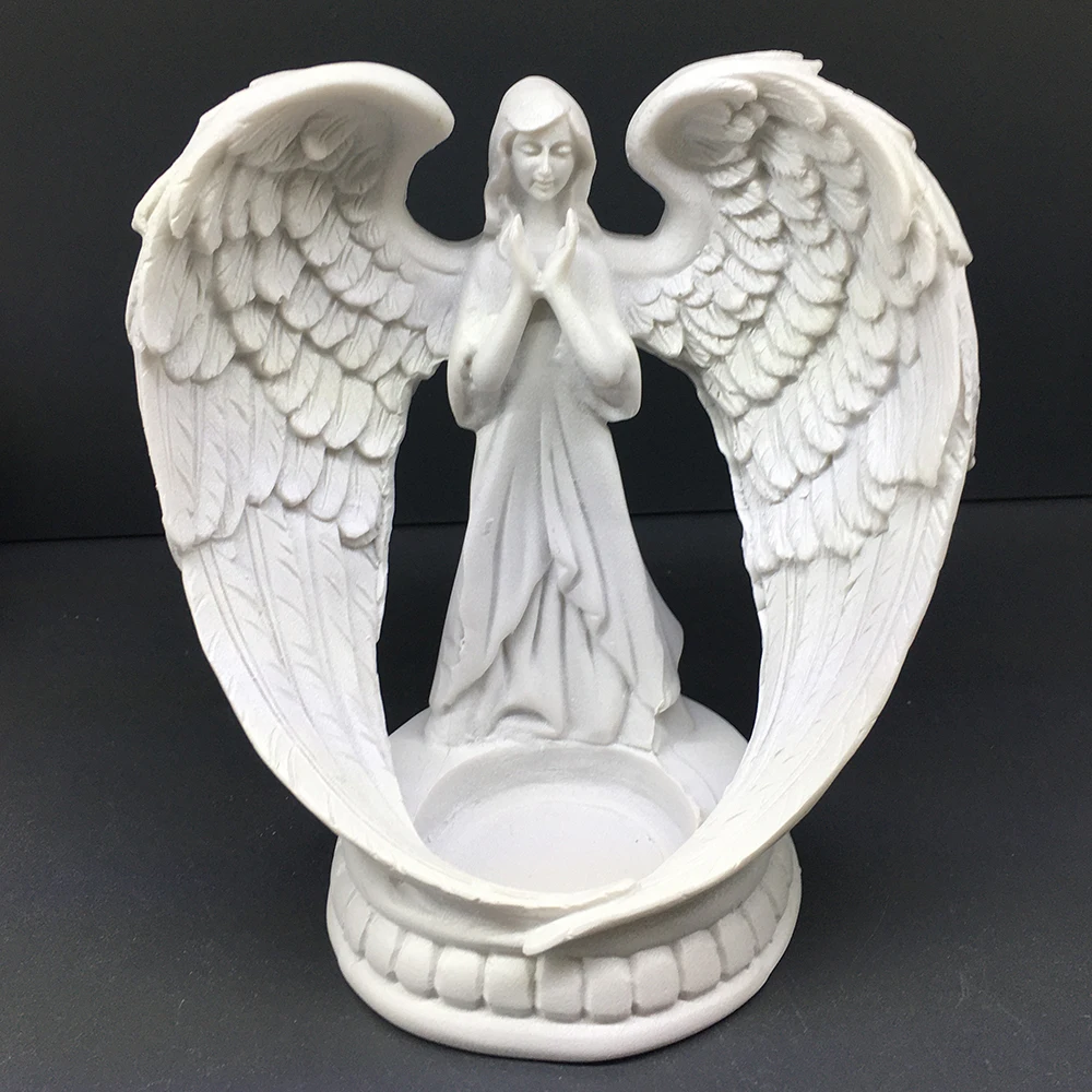 

1pc European retro winged angel led candlestick display stand crystal ball base American figure statue ornament jewelry gift