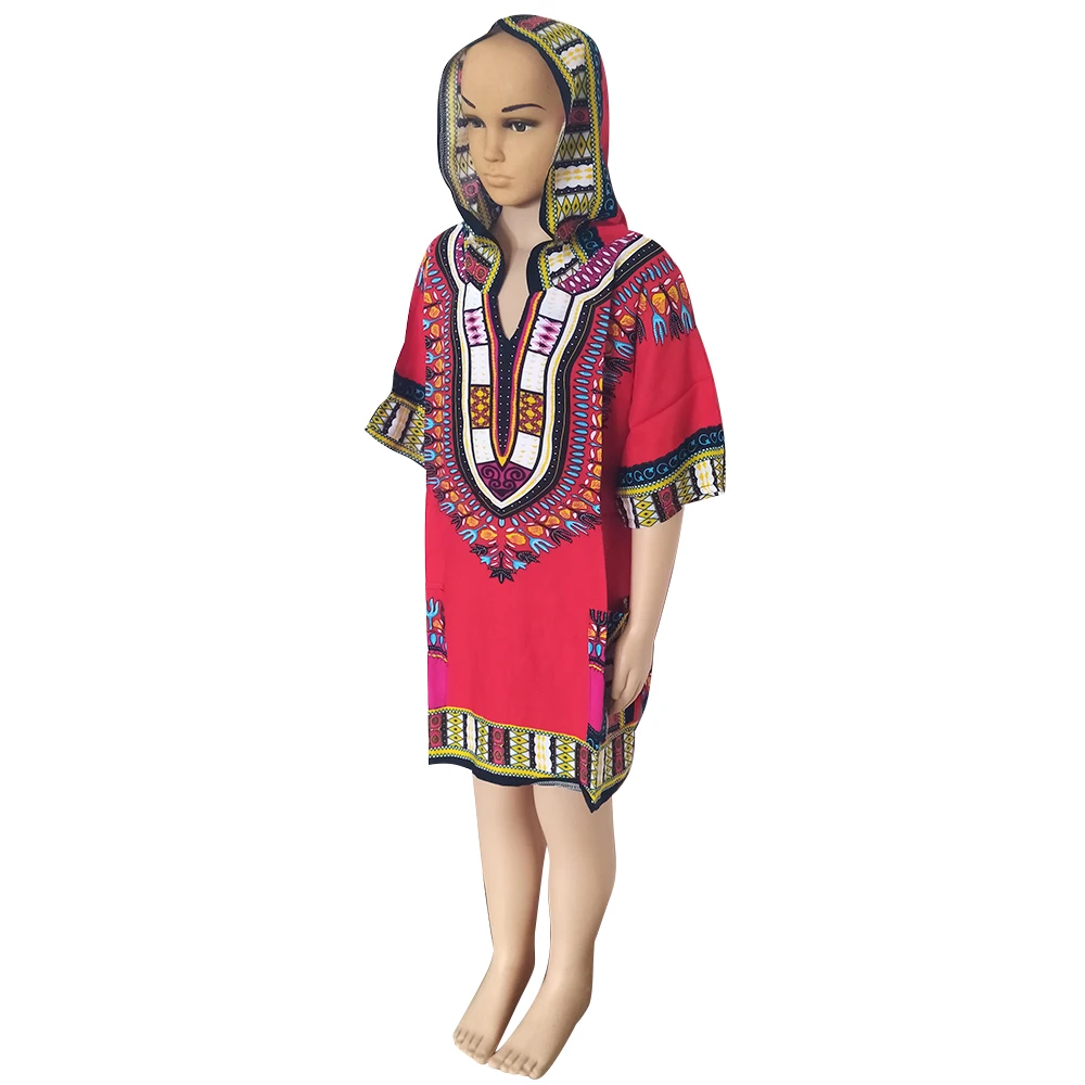 Dashiki-sudaderas con capucha para niños, ropa Africana holgada estampada de manga corta, Camiseta clásica para niños y niñas, Tops bonitos de verano 2022