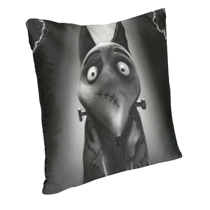 Tim Burton Horror Movie Sparkly Cushion Covers 45x45 Velvet Frankenweenie Throw Pillow Case for Sofa Car Square Pillowcase