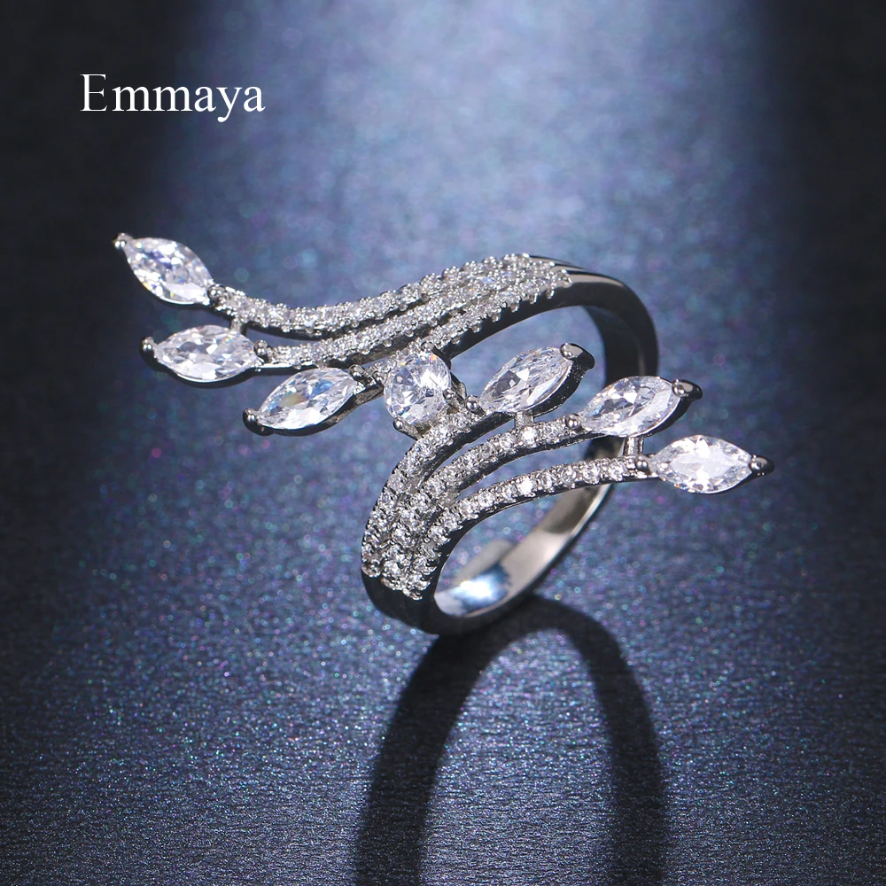 Emmaya New Fashion Personality Design White Color Charming Wings Ring With AAA CZ For Women&Girls Elegant Jewelry Party Dress-up