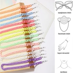 2023 Retro Hars Anti-Slip Glazen Ketting Mode Student Kleurrijke Acryl Zonnebril Masker Houder Lanyard Neck Strap Vrouwen Gift