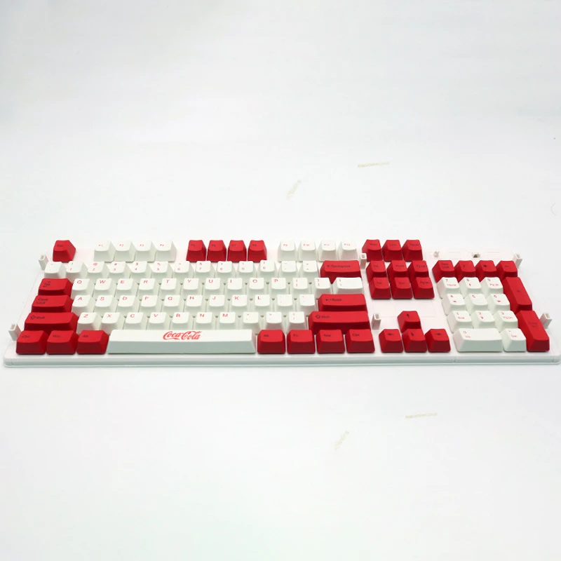 

Coca Cola Keycaps for Mechanical Keyboard 108 Keys Red White Color PBT Dye Sublimation OEM PC Game GK61 Anne Pro 2