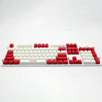 Keycaps for Coca Cola mechanical keyboard 108 keys red white color PBT dye sublimation OEM PC gaming GK61 Anne Pro 2