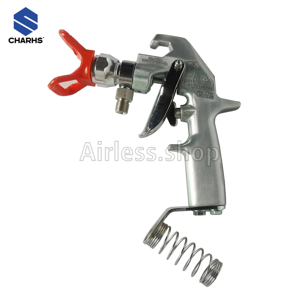 CHARHS 345bar Airless Paint Spray Gun with repair kit no filter Inlet connector: 1/4″NPS Output connector: 7/8″ 2-finger trigger