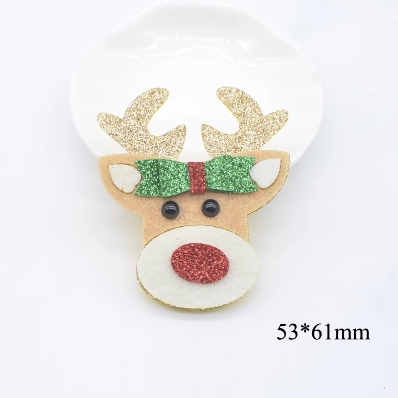 10Pcs ChristmasHouse Trojan Horse Deer Penguin Applique for DIY Clothes Hat Sticker Headwear Hair Clips Bow Accessories Patches