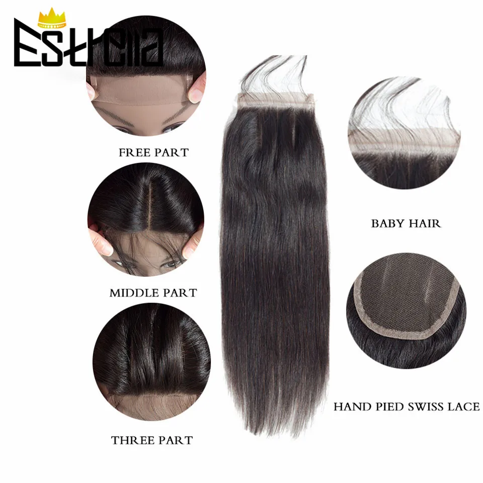 Peruvian Straight Cheap Lace Closure 4×4 5×5 Lace Frontal Closure Wholesale Price Remy Human Hair Swiss Lace Closure Pre-Plucked