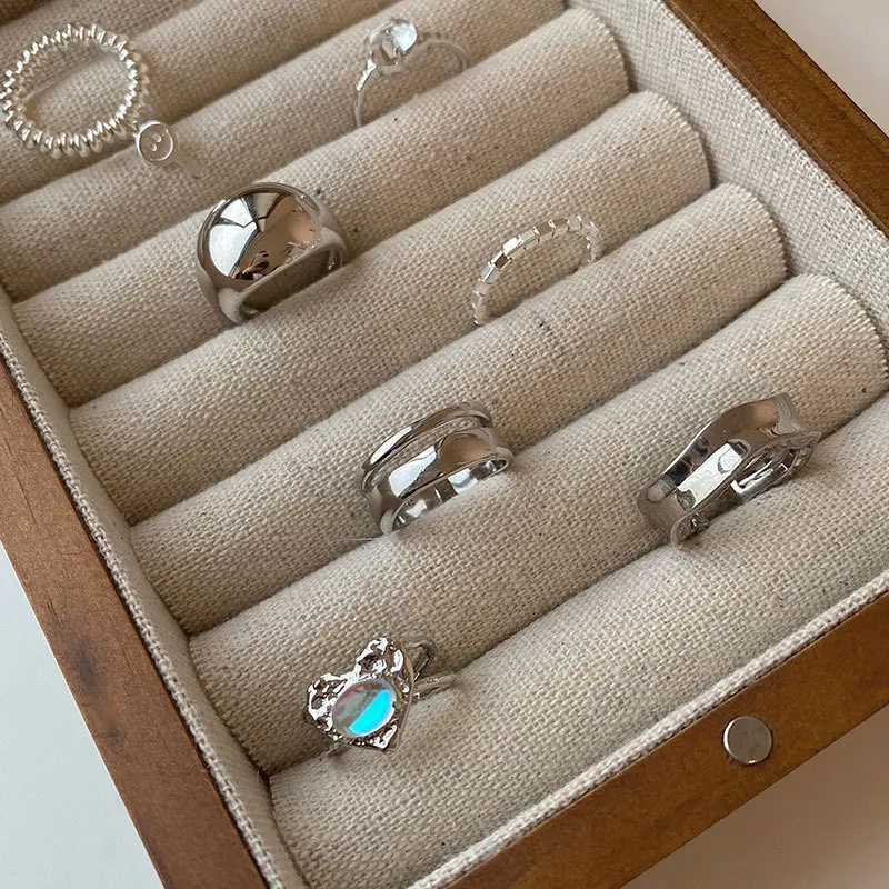 100% Genuine S925 Sterling Silver Ring Korean Order Round Arc Smooth Niche Fashion Personality Wild Wholesale Price